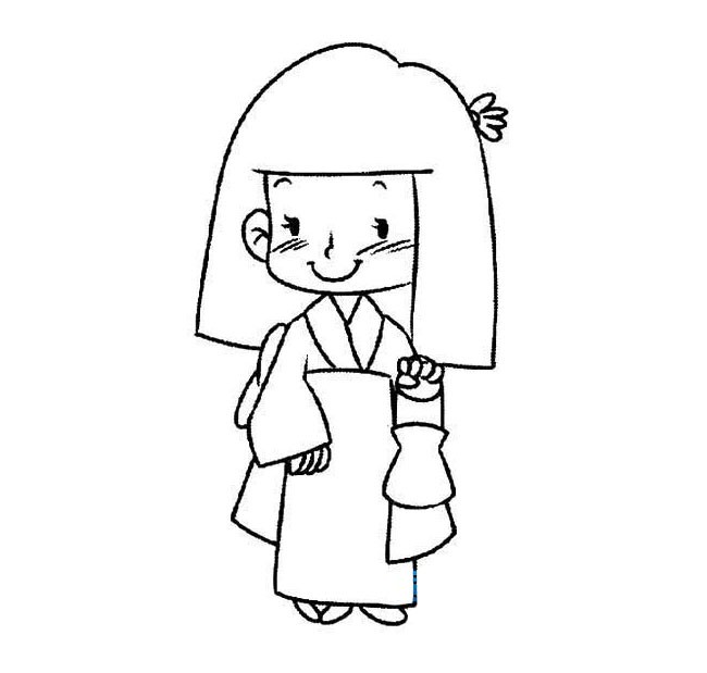 日本小女孩简笔画 日本小女孩简笔画步骤图片大全