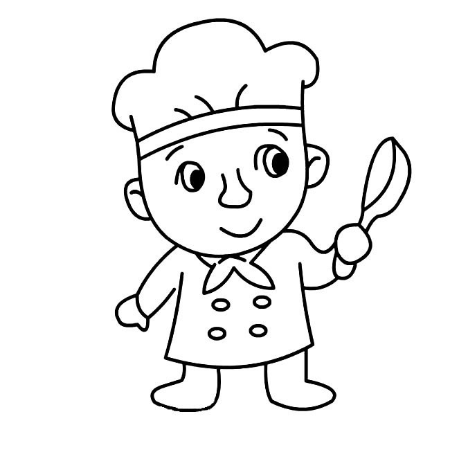 小厨师简笔画人物 小厨师人物简笔画步骤图片大全