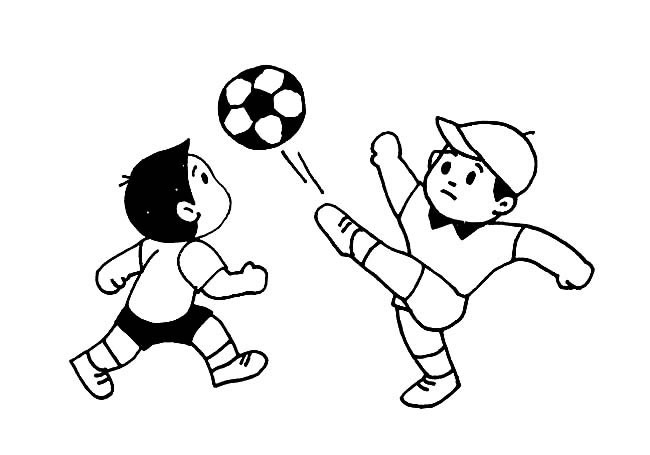 小孩子简笔画 踢足球的两个孩子简笔画图片