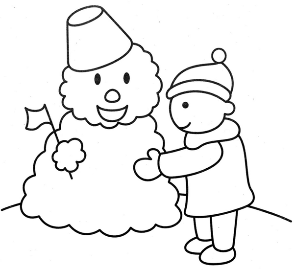 小朋友堆雪人简笔画步骤图解教程 小朋友堆雪人简笔画图片