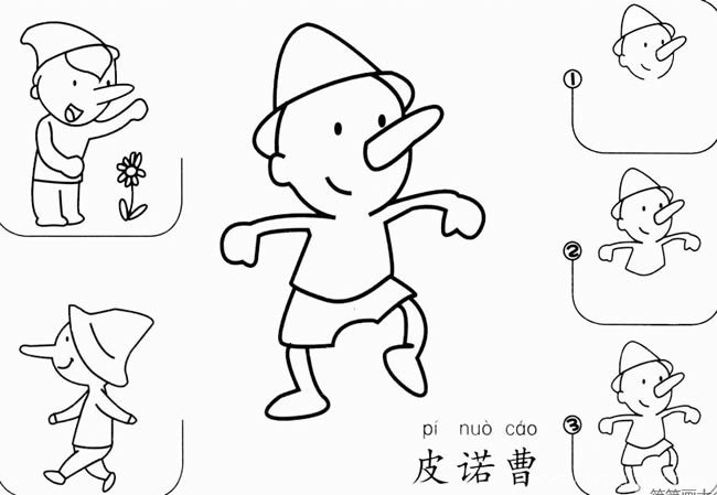 匹诺曹的简笔画如何画 木偶匹诺曹简笔画步骤