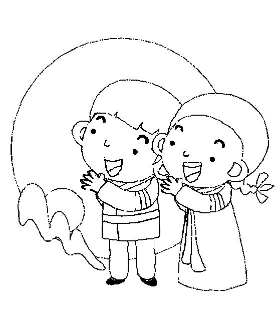 中秋节赏月简笔画图片 中秋节和小伙伴一起赏月简笔画