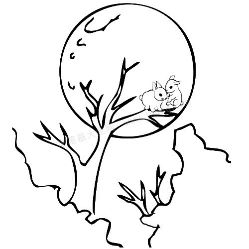 中秋节玉兔简笔画图片 中秋节 月光下的玉兔简笔画