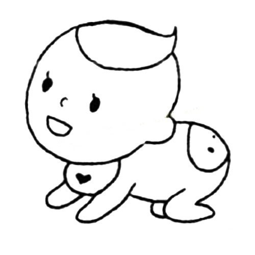 【婴儿简笔画】爬行的婴儿简笔画画法步骤图片