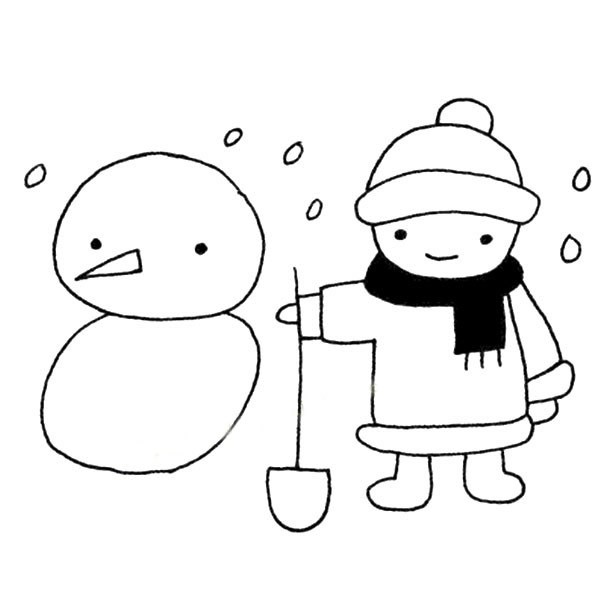 【堆雪人简笔画】小朋友堆雪人的简笔画图片