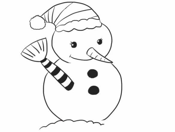 雪人简笔画 - 雪地里的雪人简笔画画法教程步骤图解