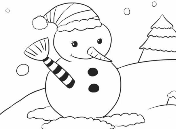 雪人简笔画 - 雪地里的雪人简笔画画法教程步骤图解