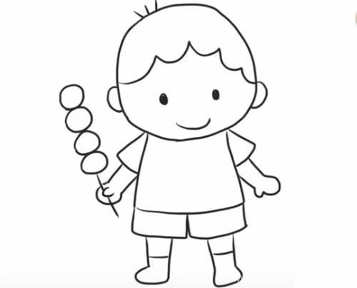 拿糖葫芦的小孩简笔画步骤教程 - 拿糖葫芦的小孩简笔画