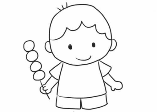 拿糖葫芦的小孩简笔画步骤教程 - 拿糖葫芦的小孩简笔画