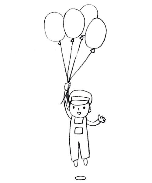 拿气球的小男孩简笔画图片