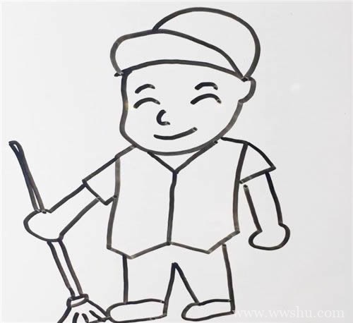 【清洁工人简笔画教程】清洁工人的画法简笔画步骤图片大全