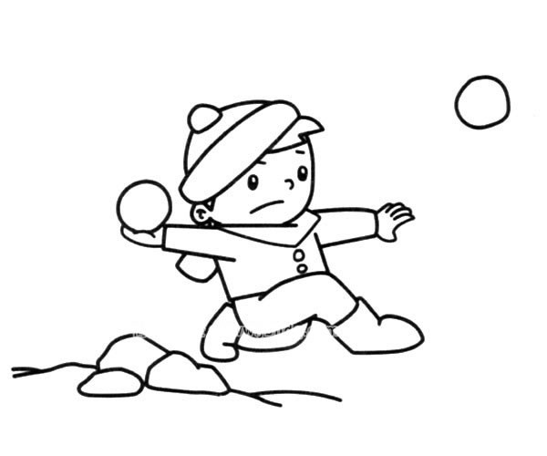 小男孩打雪仗简笔画图片_小男孩打雪仗的简单画法