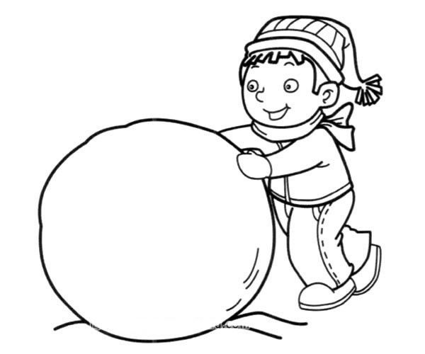 滚雪球的小男孩简笔画图片_滚雪球的小男孩如何画