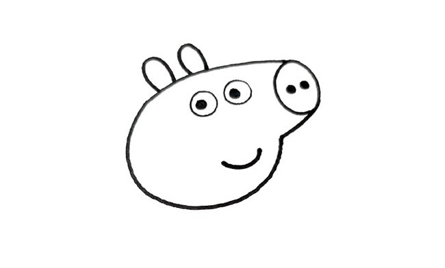 动漫人物简笔画：拿气球的小猪佩奇简笔画步骤图解教程
