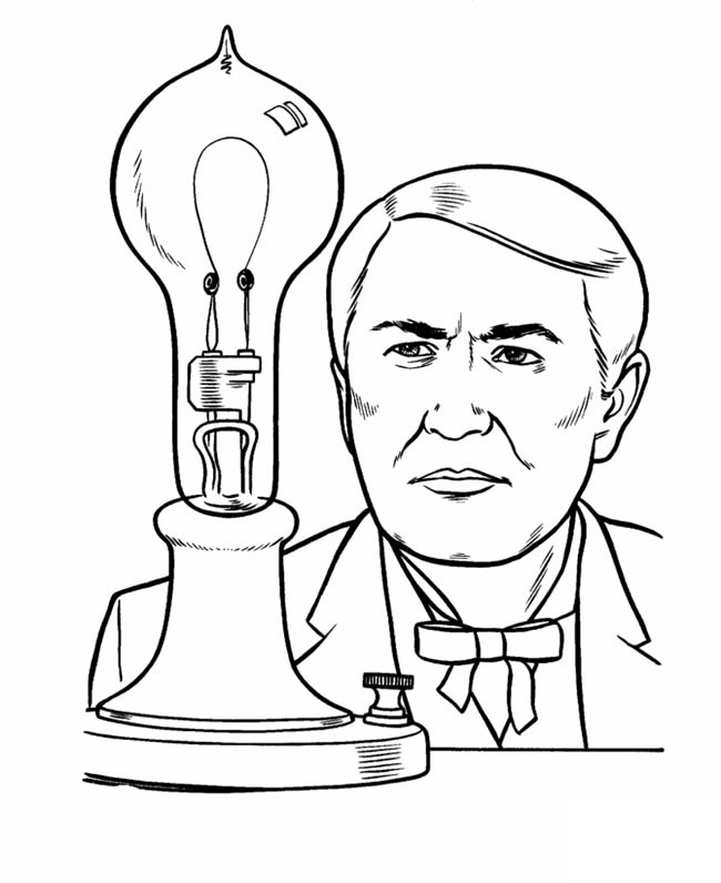 爱迪生和灯泡简笔画图片 托马斯・爱迪生的简笔画