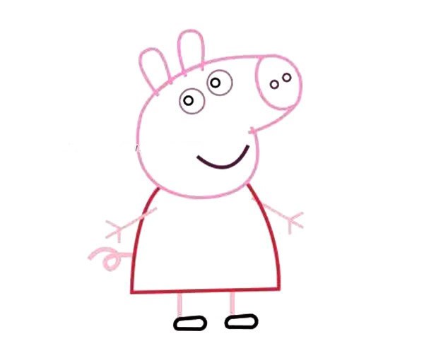 儿童学画可爱的小猪佩奇简笔画步骤教程 卡通人物简笔画