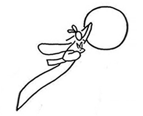 三款嫦娥奔月简笔画 中秋节嫦娥奔月的简单画法