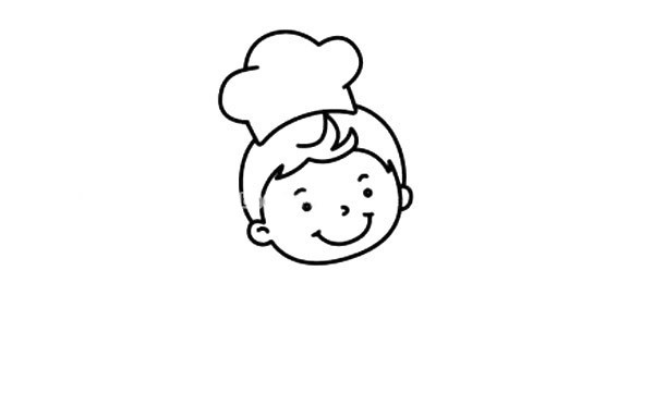 如何画厨师 儿童学画开心的厨师简笔画步骤教程