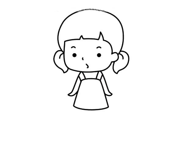 【小女孩简笔画】简单六步画出可爱的小女孩简笔画步骤教程