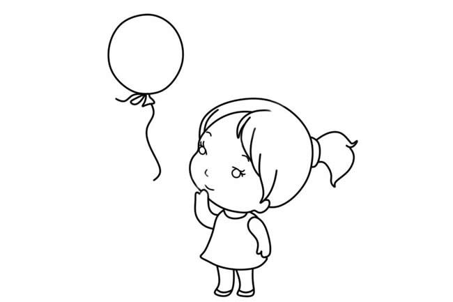 玩气球的小女孩简笔画