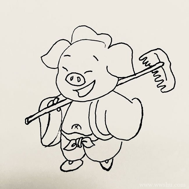 【猪八戒简笔画】最简单的猪八戒如何画