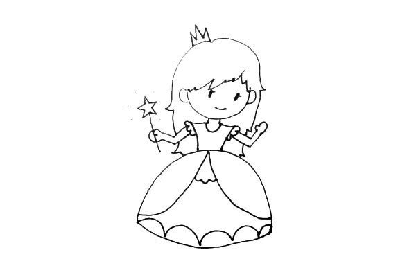 漂亮的小公主简笔画步骤图教程