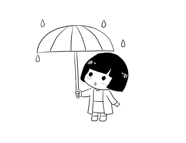 打雨伞的小女孩简笔画图片素材