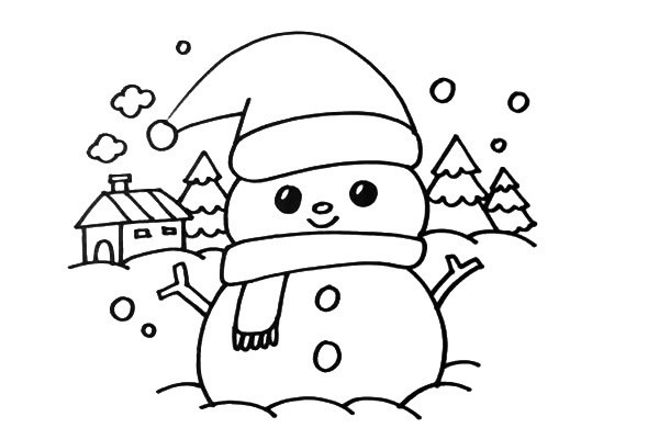 雪人彩色画法 可爱的圣诞节雪人简笔画步骤图文教程
