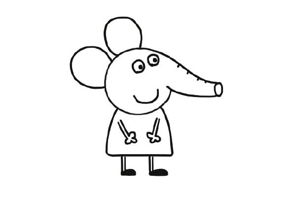 小猪佩奇里的小象艾米丽简笔画步骤图解教程