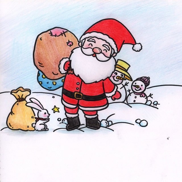 漂亮的圣诞节手绘简笔画图片素材 圣诞节儿童画简单漂亮