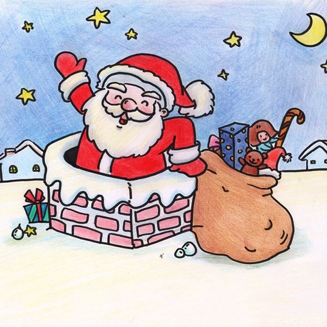 漂亮的圣诞节手绘简笔画图片素材 圣诞节儿童画简单漂亮