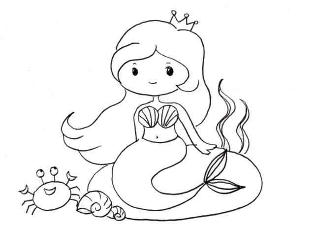 童话故事海底世界里的美人鱼公主简笔画画法步骤教程
