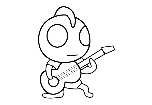 卡通人物简笔画 弹吉他的奥特曼简单画法
