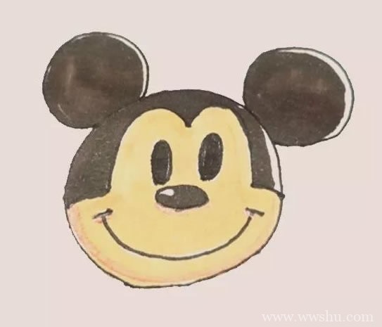卡通人物米老鼠简笔画彩色画法步骤图解