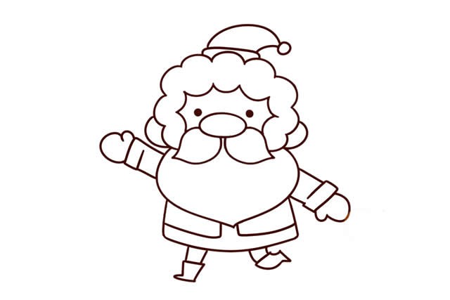 打招呼的圣诞老人简笔画步骤画法图片教程
