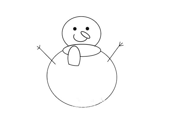彩色圣诞节雪人简笔画画法步骤图片