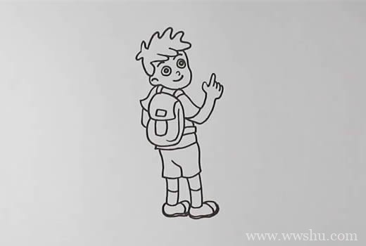 背书包上学的小男孩简笔画如何画简单好画