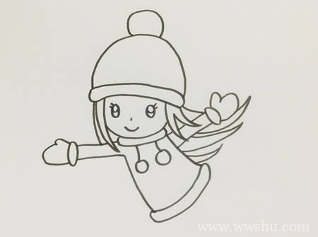 滑冰的小女孩简笔画简单又漂亮 小女孩滑冰简笔画涂色画法
