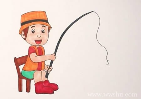 在钓鱼的男孩简笔画如何画 关于钓鱼的简笔画