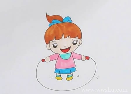 跳绳的小女孩简笔画如何画简单漂亮