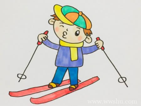儿童滑雪简笔画如何画步骤图解