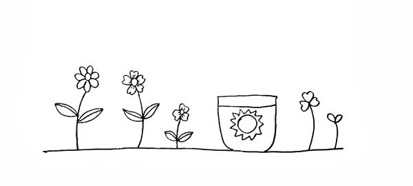 盆栽向日葵的简笔画画法步骤教程