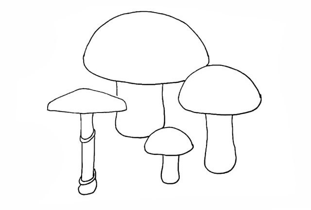 一组蘑菇简笔画画法步骤图解教程