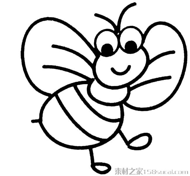 昆虫简笔画大全 卡通小蜜蜂简笔画图片大全