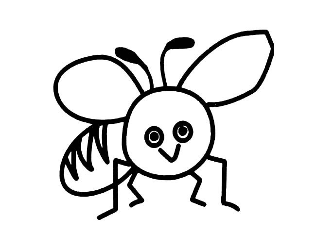 昆虫简笔画大全 可爱小蜜蜂简笔画图片大全6