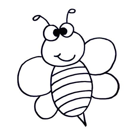 六步画出蜜蜂简笔画彩色图片 儿童学画蜜蜂简笔画的画法步骤教程
