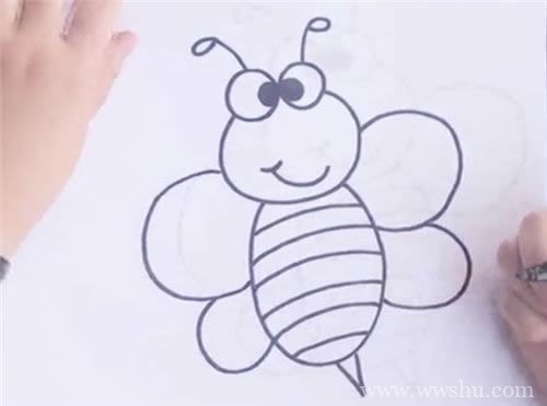 简笔画小蜜蜂的画法 彩色小蜜蜂简笔画步骤图片大全