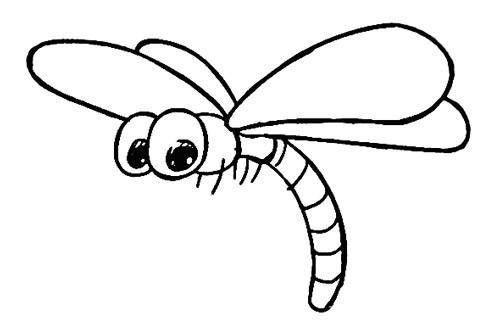 一组漂亮的蜻蜓卡通简笔画形象画法