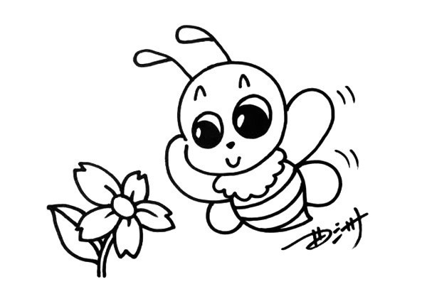春天来了采蜜忙 蜜蜂简笔画彩色画法 步骤图文教程