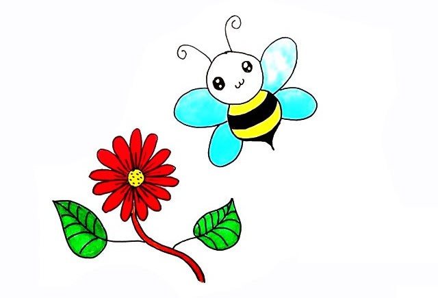 勤劳的小蜜蜂简笔画画法步骤教程